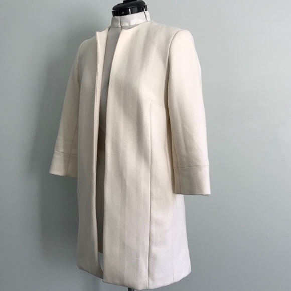 Echo Wool Winter White Collarless Coat 